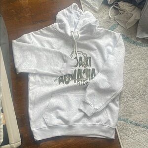 Gray Hoodie with Green Print